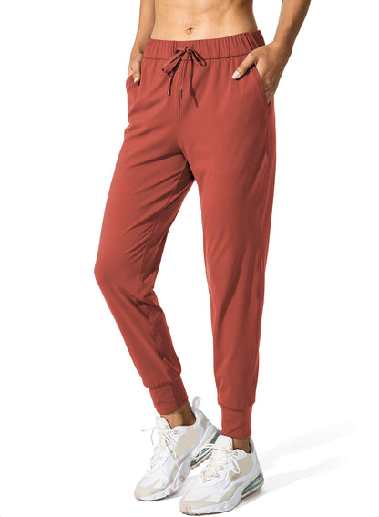 SANTINY Women's Joggers Pants Pockets Drawstring Running Sweatpants for Women Lounge Workout Jogging(Savannah Red_XL)