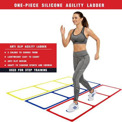 One-Piece Silicone Agile Ladder 1 PC Suitable for Sports & Fitness Step Training Soccer Footwork practice Street Dance Step Training Auxiliary Kit for Various Indoor and Outdoor Floor Areas (Red)