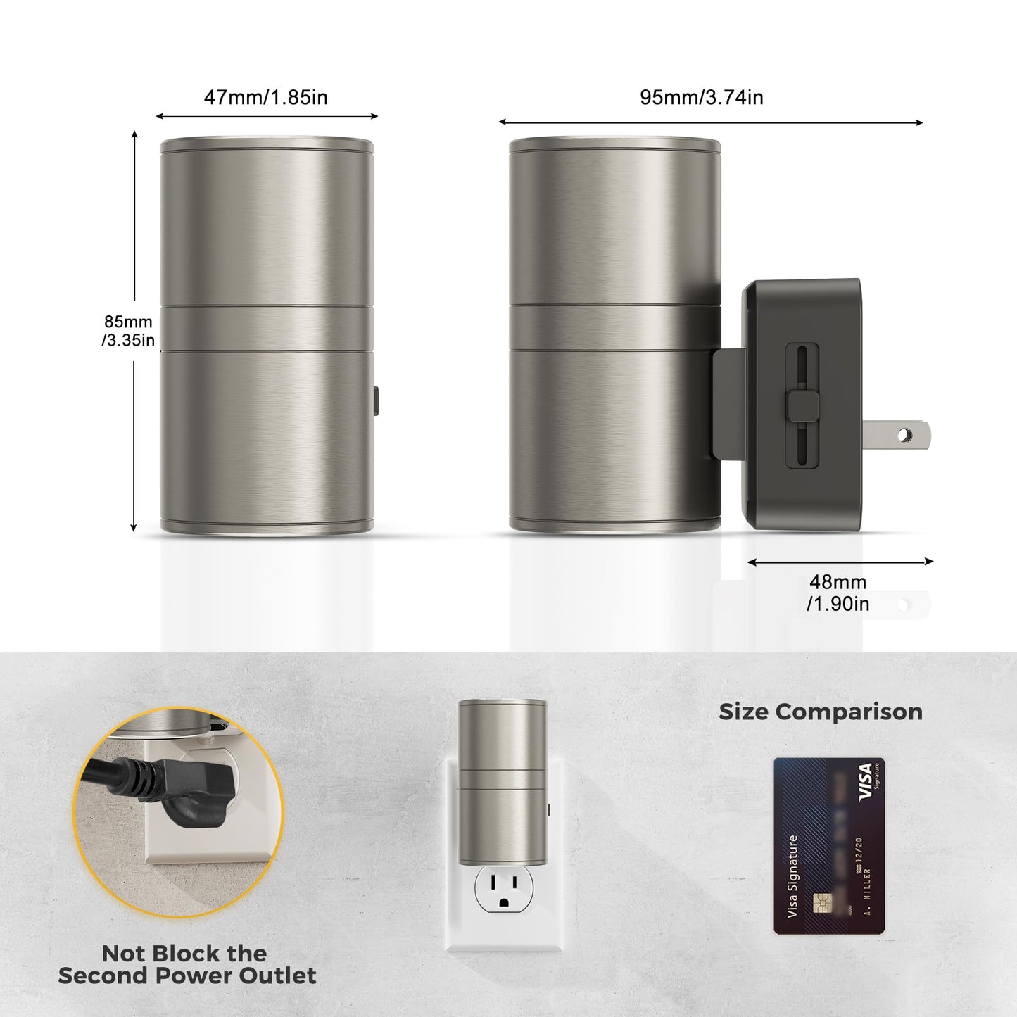 L LOHAS LED Night Light, Dimmable Night Lights Plug into Wall, Metal-Shade Nightlight for Adults, Automatic Nightlights, Light Sensor,Soft White 3000K, Nightlight Plug in for Hallway Bedroom [2 Pack]