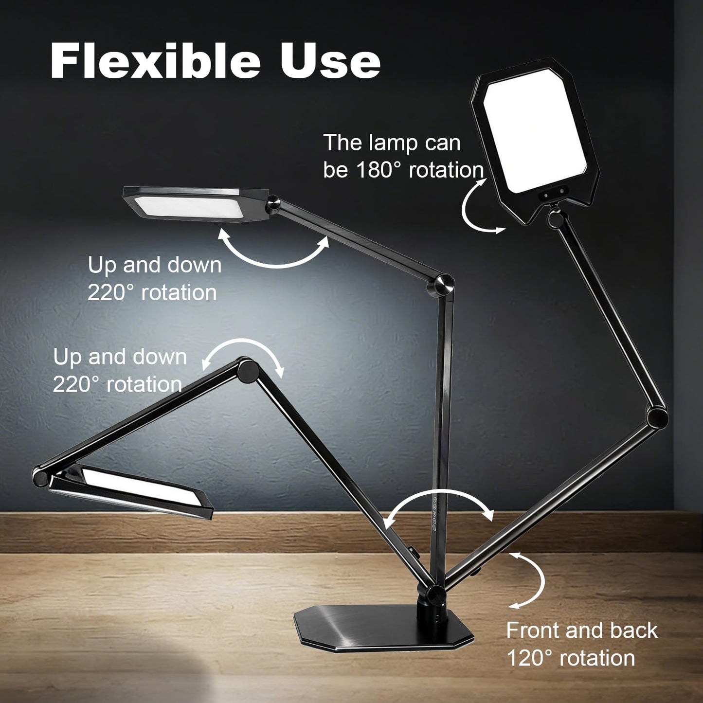 NS Eye-Caring LED Desk Lamp, 3 Color Temperature Dimmable Office Light with Memory Function & Timer, Adjustable Metal Clamp Lamp for Home Office, Reading, Studying.Batteries not Included.