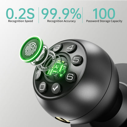 Fingerprint Door Lock - Smart Door Knob, Biometric Door Lock with Keypad Passcode Door Handle for Bedroom Home Office (Black)