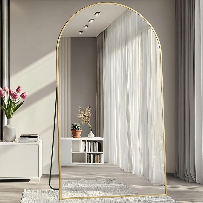 Full Length Mirror, Oversized 78"x38" Arched-Top Floor Mirror, Free Standing Mirrors, Modern Full Body Mirrors with Aluminum Alloy Frame for Bedroom,Living Room, Gold