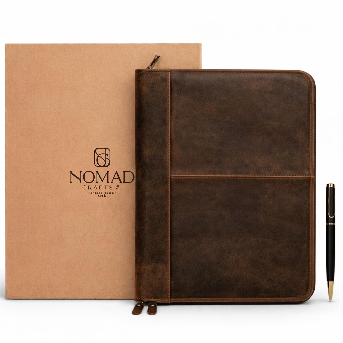 Leather Padfolio with Zipper – Business Portfolio for Men and Women, Legal Pad Portfolio, Leather Folder, Professional Padfolio for Meetings and Interviews