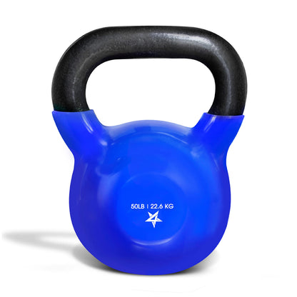 Yes4All Kettlebell, 5-100 LB Vinyl Coated Cast Iron Strength Training Kettlebells for Home Gym Exercises, Fitness, Full Body Workout Equipment, Push Ups, and Grip Strength