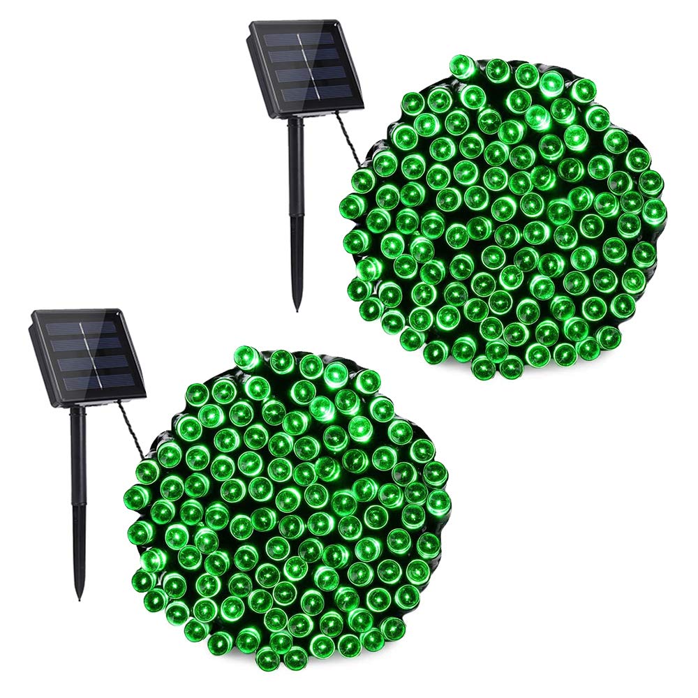 Toodour Solar Christmas Lights Outdoor, 2 Packs Total 144ft 400 LED Solar String Lights with 8 Mode, Outdoor Christmas String Light for Garden, Patio, Fence, Balcony, Xmas Tree Decor - Green