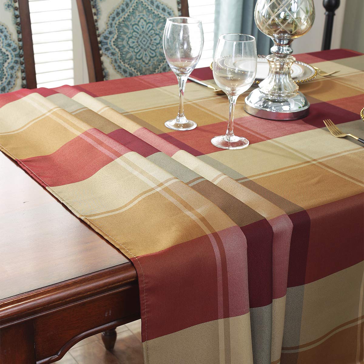 Rectangle Tablecloth Checkered Style Polyester Table Cloth Spillproof Dust-Proof Wrinkle Resistant Heavy Weight Table Cover for Kitchen Dinning Tabletop (Rectangle/Oblong, 52" x 70" (4-6 Seats), Red