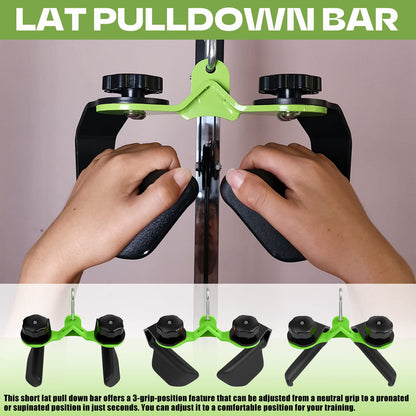 KORIKAHM Adjustable Lat Pull down Bar, Cable Machine Attachments for Gym, Home Gym Fitness T-bar Row Pulldown Attachments, Lat Pull Down Machine Wide Grip Neutral Grip Handle (SP-01)