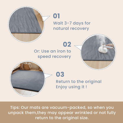 ACOMOPACK 1.3" Thick Baby Play Mat for Floor 59x71-Large Water-Repellent&Non-Slip Memory Foam Mat for Kids,Toddlers,Soft Velvet Nursery Rug for Tummy Time&Crawling,Yoga,Tatami Style(Grey)