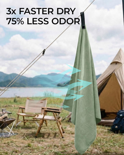 Chakipee Quick Dry Microfiber Towel Travel, Beach & Camping Towels. Fast Drying, Super Absorbent & Ultra Compact for Travel, Bath, Gym, Swimming, 1 Pack, 60''x30'' Army Green