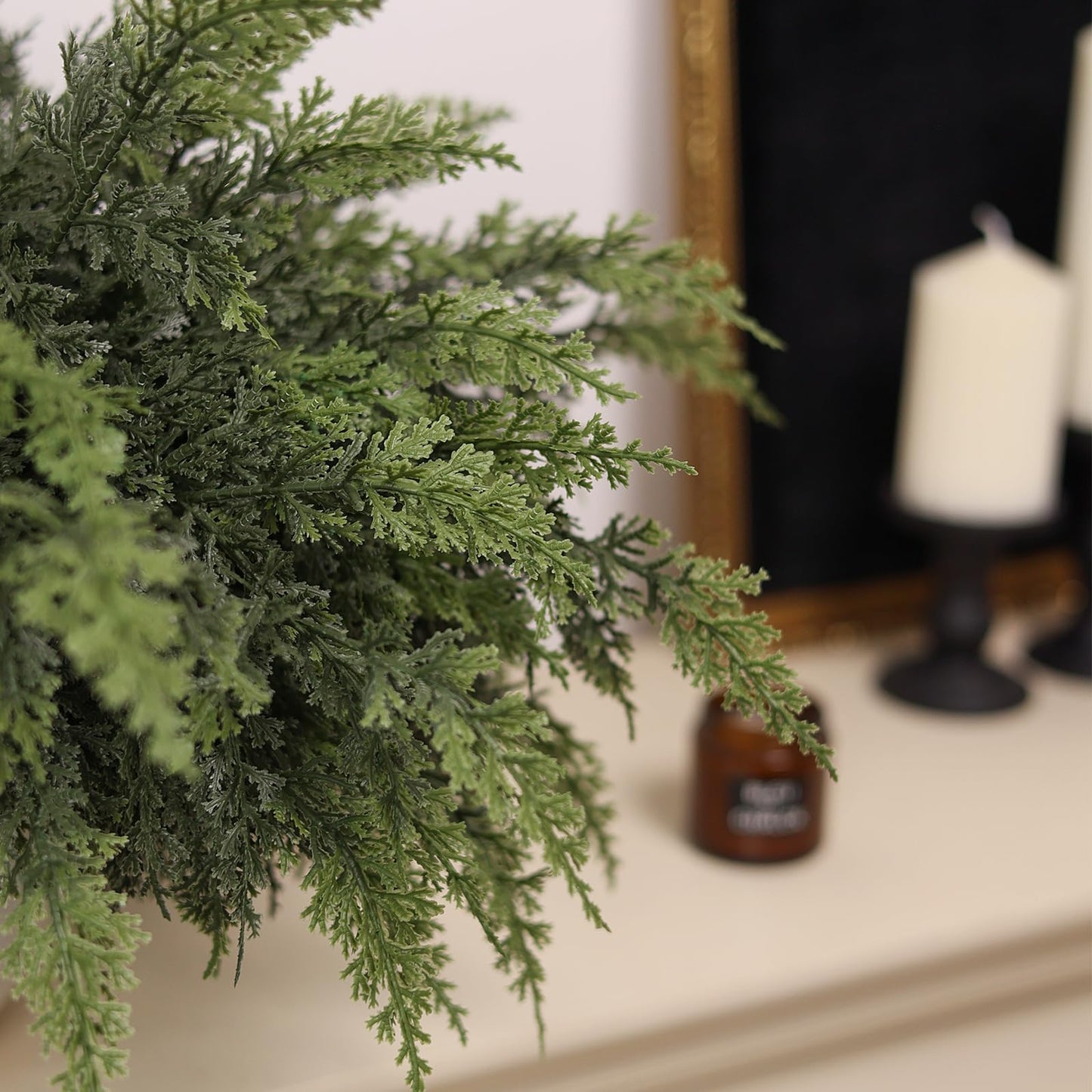 GLIDLION 18" Soft Textured Cedar Branches -12 Pcs, Artificial Christmas Cedar Branch Realistic Fake Pine Picks Faux Greenery Plants Stem for Vase DIY Crafts Garland Wreath Indoor Outdoor Home Decor