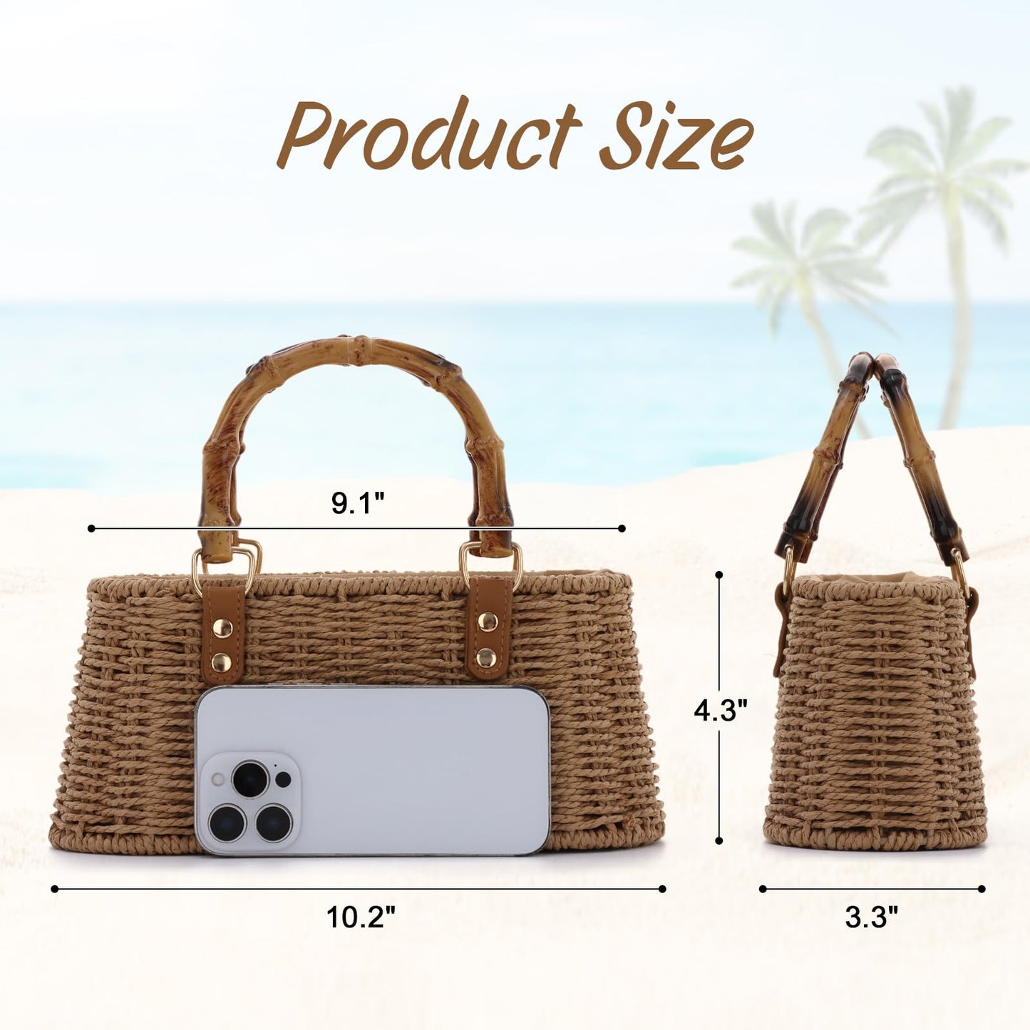 Lanpet Straw Woven Handbags Handmade Summer Beach Bags Wicker Rattan Crossbody Bag for Vacation