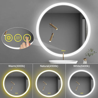 24X24 LED Bathroom Mirror with Lights, Anti-Fog, Dimmable, Backlit + Front Lit, Lighted Bathroom Vanity Mirror for Wall, Memory Function, Shatter-Proof