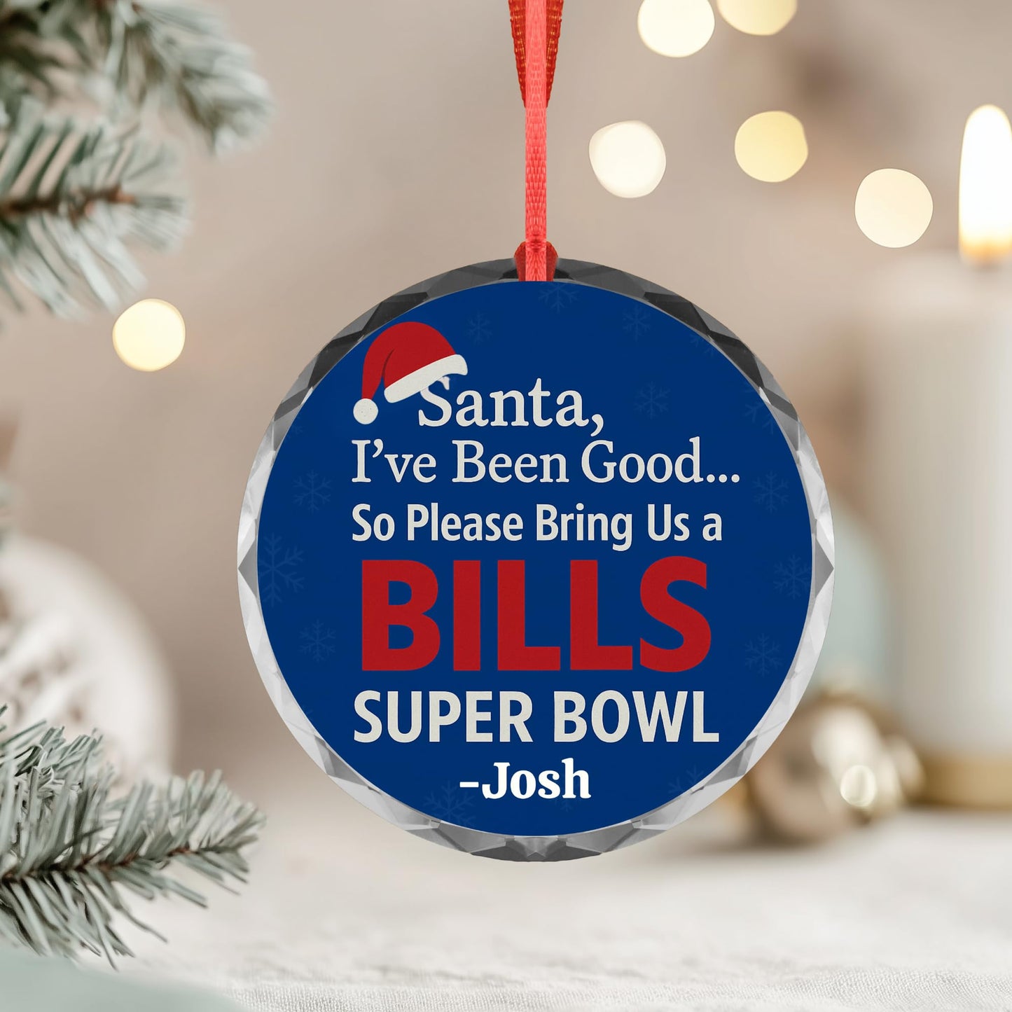Santa I’ve Been Good Bills Ornament – Funny Football Christmas Ornament – Personalized Buffalo Fan Gift – Custom Name Xmas Tree Decoration – Sports Humor Holiday Decor (Ceramic, 1)