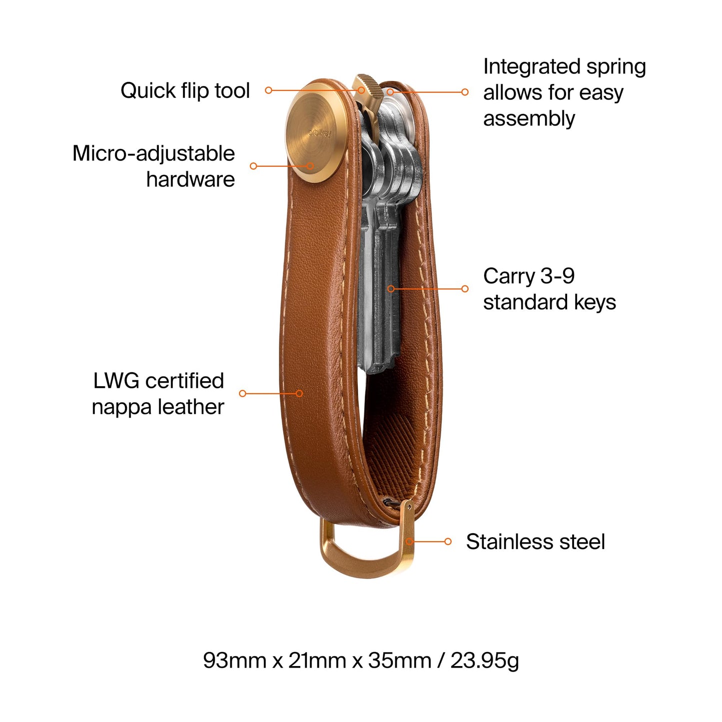 Orbitkey Key Organizer Pro - Leather (Cedar)