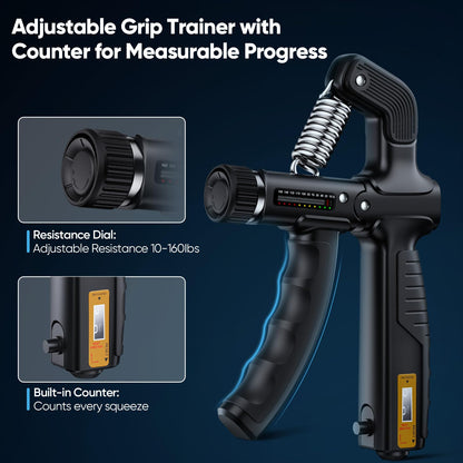 FitBeast Grip Strength Trainer Kit, Digital Grip Strength Tester with Adjustable Hand Gripper Strengthener & Finger Exerciser, Track Progress for Fitness, Rehab & Strength Building (Advanced 3-in-1 Kit)