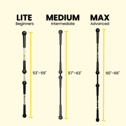 BENDYFIT BendyBar Flexible Weighted Resistance Bar to Improve Joint Mobility, Core Strength & Balance, Adjustable Height 57-63" Medium Resistance (Up to 50 lbs)