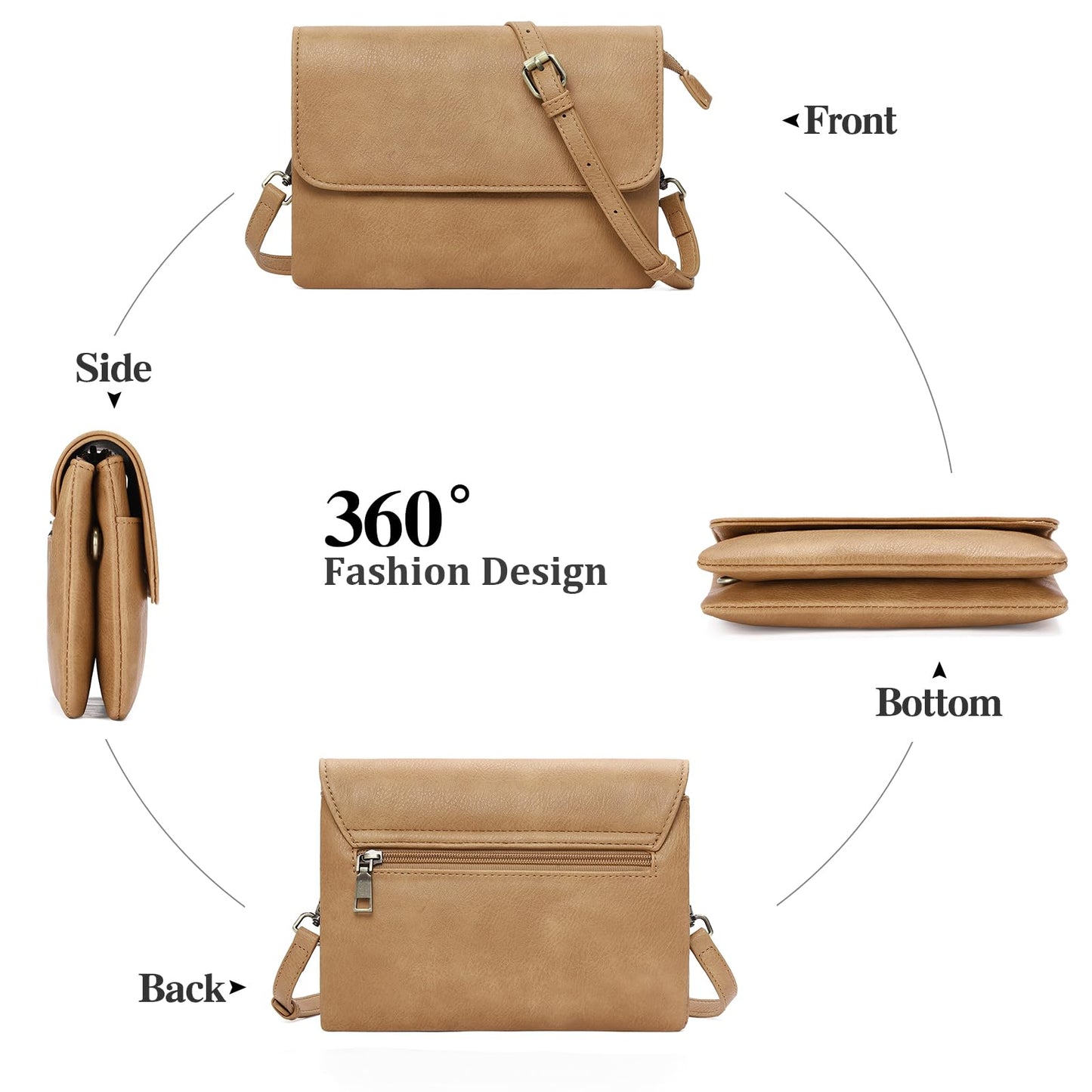 GAEKEAO Crossbody Bags for Women Vegan Leather Small Cell Phone Purse Shoulder Handbags with Credit Card Slots