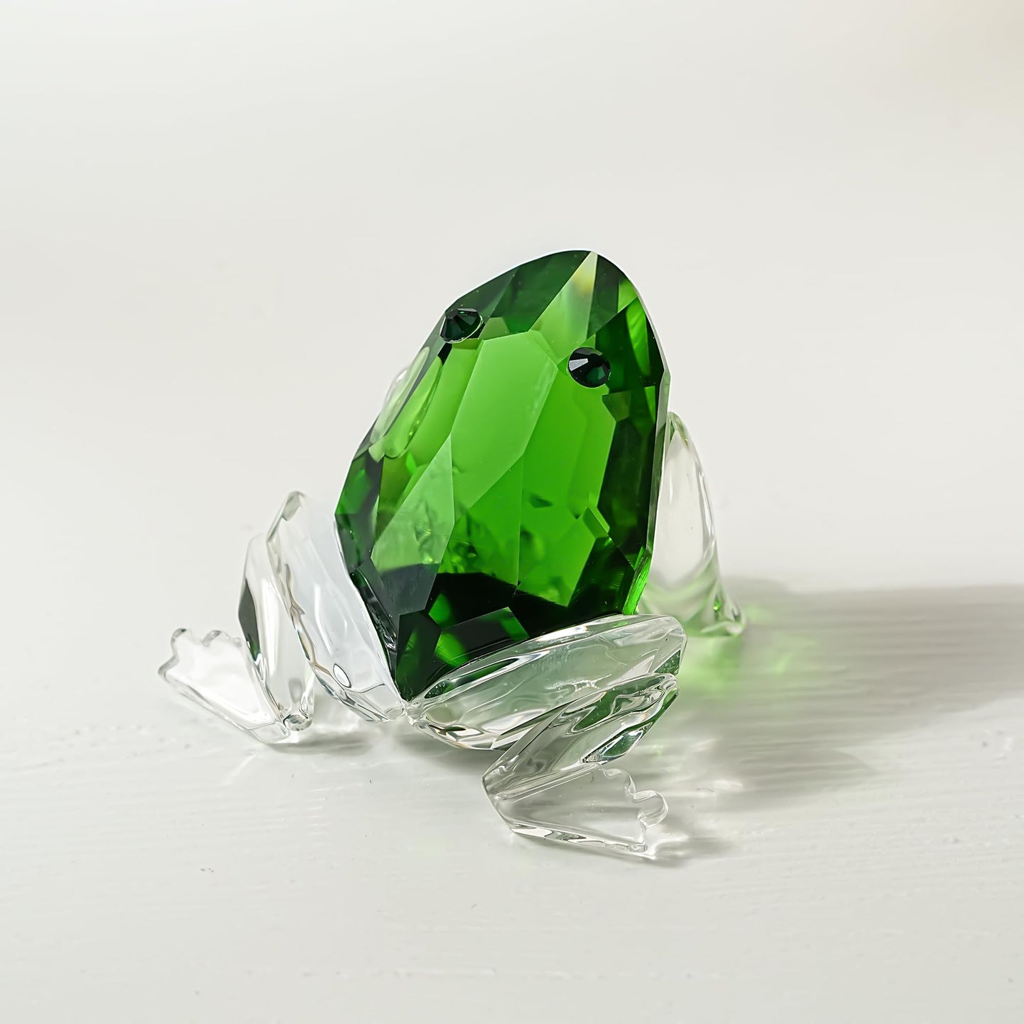 H&D HYALINE & DORA Small Crystal Frog Figurine Collection Paperweight Table Centerpiece Ornament(Green)