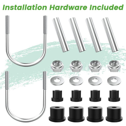 10L0L Heavy Duty Tapered Rear Leaf Springs Kit (2-Leaf) for EZGO RXV 2008-2013 - Includes Bushings, U-Bolts, Nuts, Sleeves - OEM 603498 604494