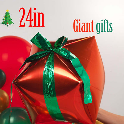 Christmas party decorations with Hunter Green Red Gold Balloon Garland Arch & Xmas Tree Santa Candy Cane Star lollipop gift box ribbons foil Balloons for friendsmas New Year's Eve Decorations