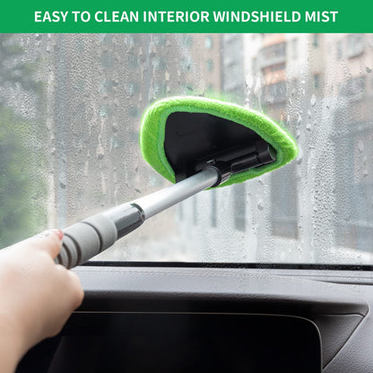 XINDELL Windshield Cleaner Tool – Car Interior Window Cleaning Kit with Extendable Handle & 4 Microfiber Pads, Auto Washing Brush for Car, Trucks, SUVs, RVs & Home Windows
