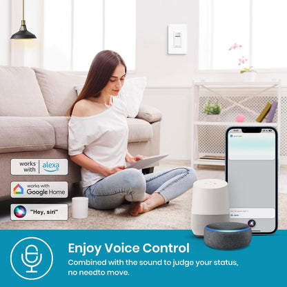 Milfra Smart Light Switch Single-Pole,Smart Switch 2024 New Model 10A,Compatible with Alexa, Siri and Assistant,Voice and Remote Control,Neutral Wire Required,No Hub Required