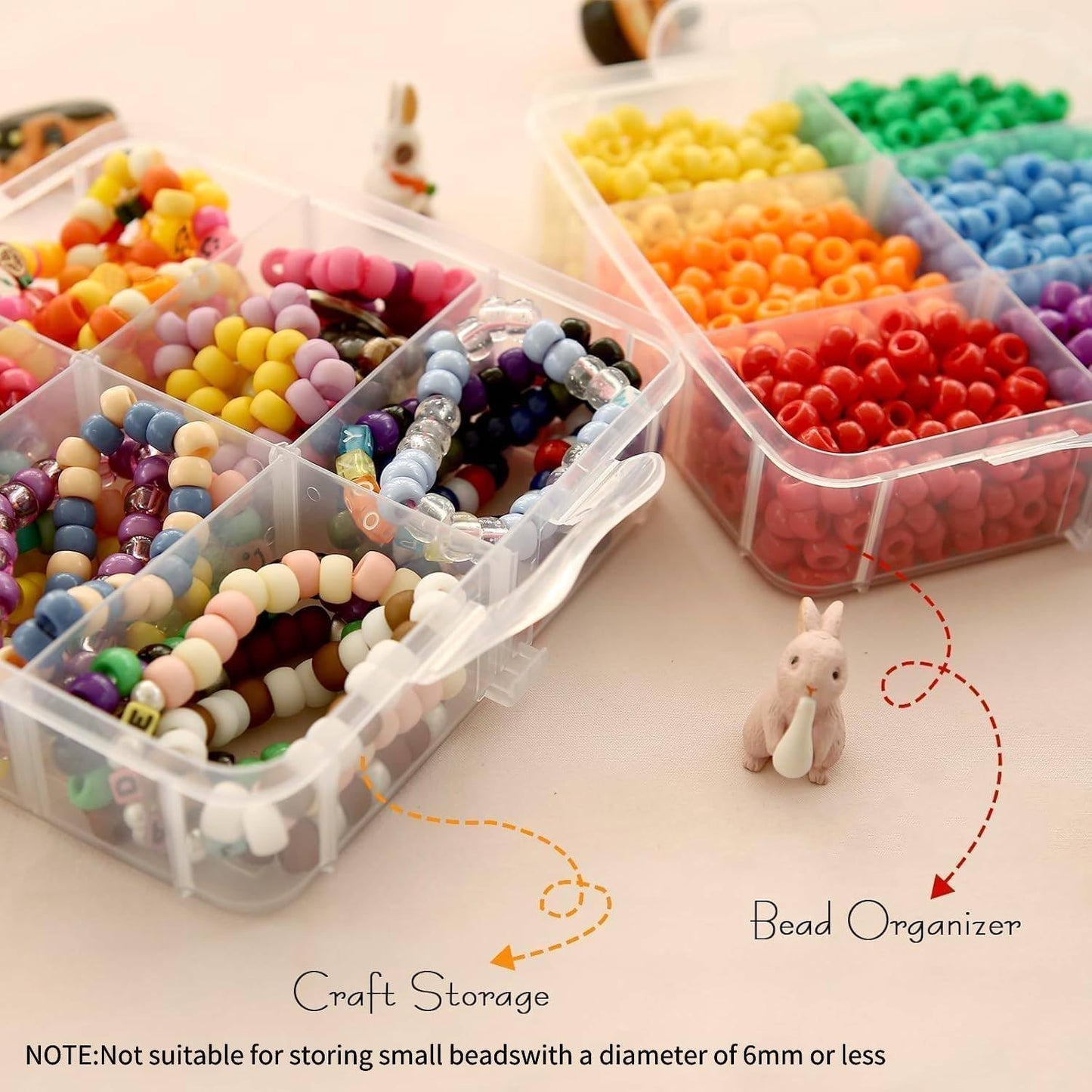 2pack 3-Tier Stackable Storage Container Box with Adjustable Compartments for Kids Toys, Art Crafts, Jewelry, Supplies,Tools Storage-18 Compartments, 5.91" L x 5.91" W x 5.12" H