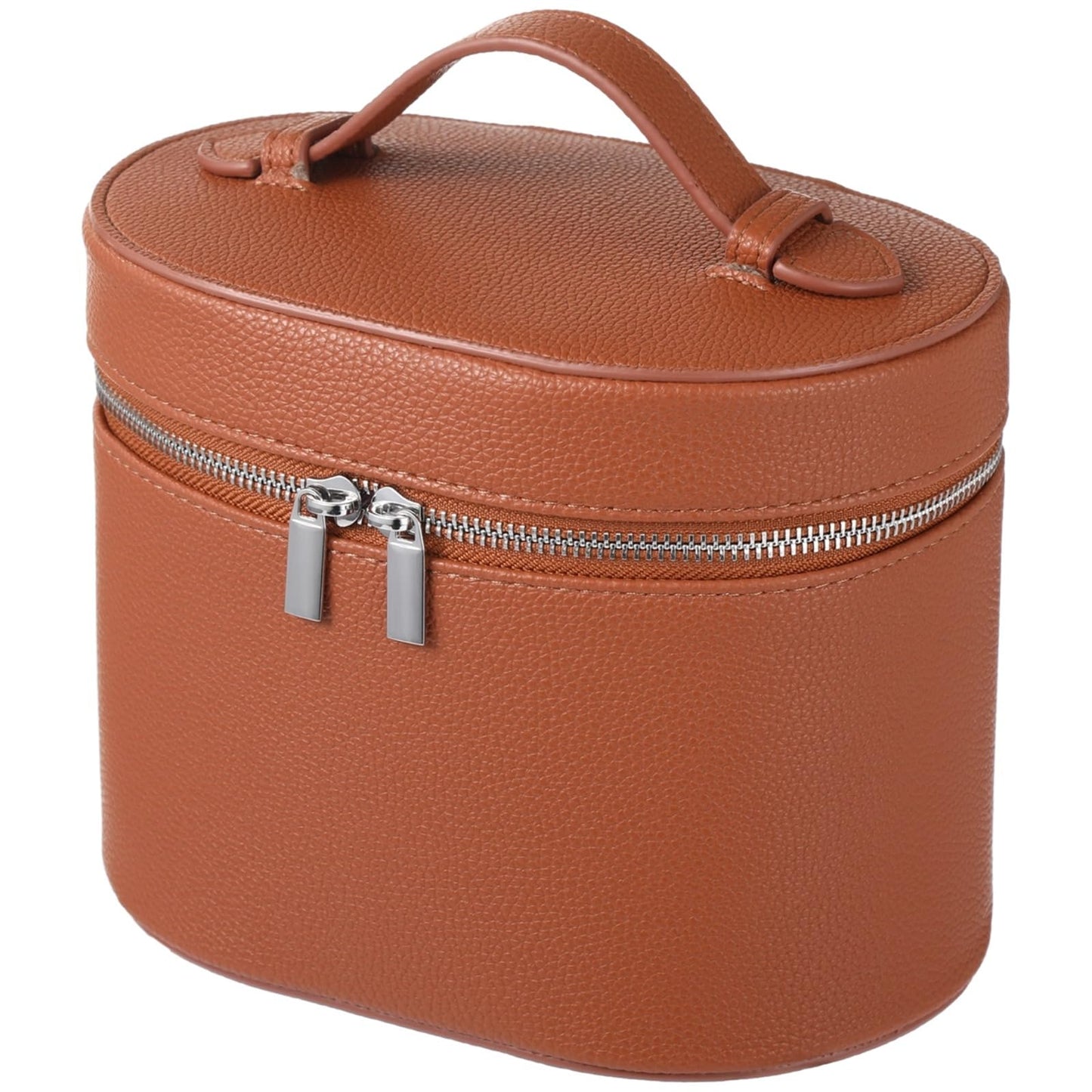 Makeup Vanity Bag for Women - Large Capacity Cosmetic Organizer with Removable Liner, Waterproof PU Leather Skincare Bag, Portable Chic Cosmetic Make Up Case for Skincare, Brushes, Accessories, Brown