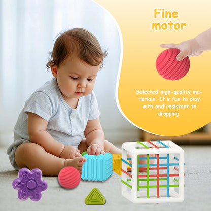 MINGKIDS Montessori Toys for 1 Year Old, 6 Pc Multi Sensory Shape, Toddler Developmental Learning Birthday Gifts, Baby Toys 12 Month