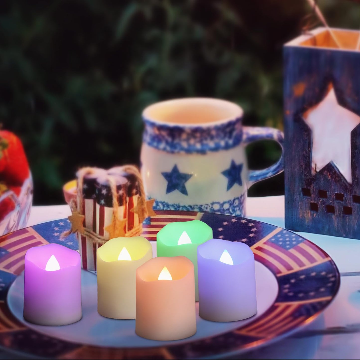 Sanmli 12pcs Rechargeable Flameless Tea Lights RGB with Charging Base and Remote Timer, Color Changing Flickering Electric LED Votive Fake Candles, USB Cable Included