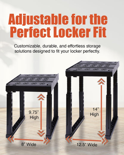 Piffny Locker Organizer Shelf， Adjustable Width and Height, Stackable, Ideal Locker Shelf for School, Office, Gym Lockers, or Even Kitchen Cabinets & Under Sink Organization (White 1 Pack)
