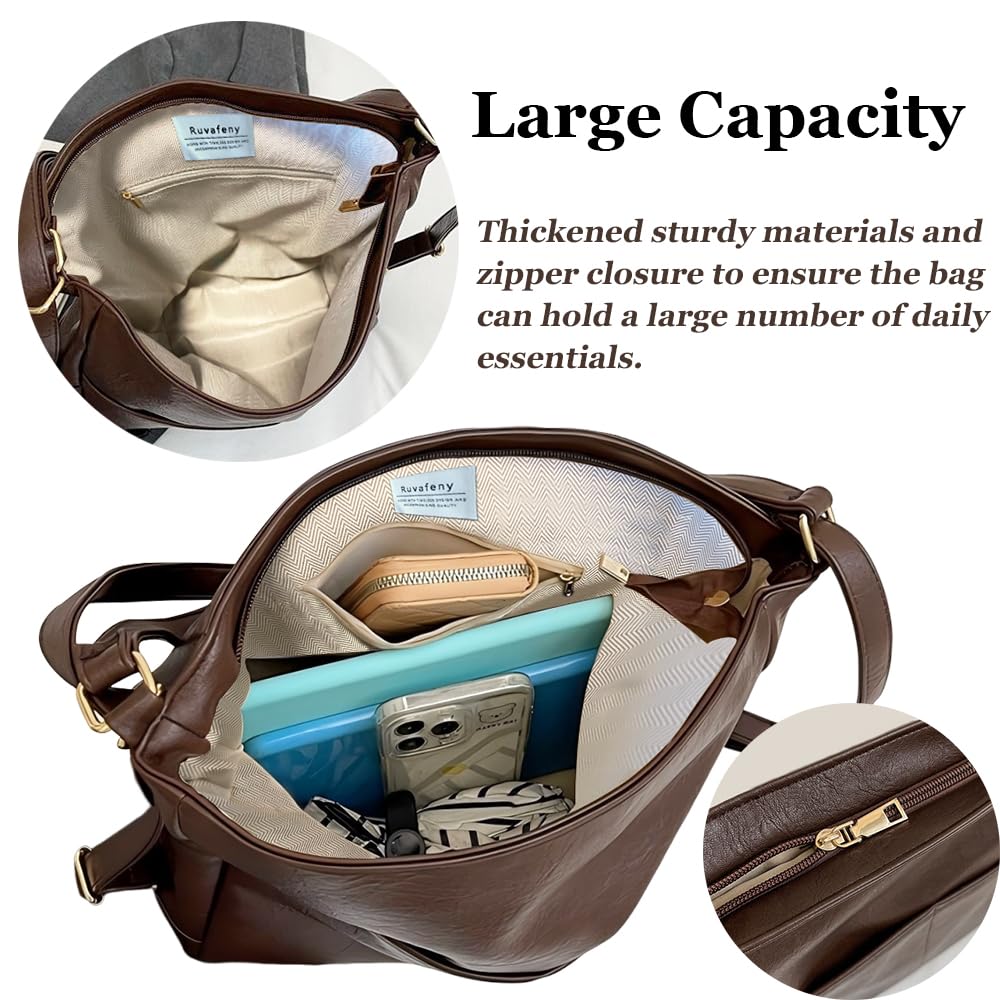 Ruvafeny Convertible Backpack Purse for Women Tote Backpack Convertible Hobo Bag Vegan Leather Crossbody Shoulder Handbags