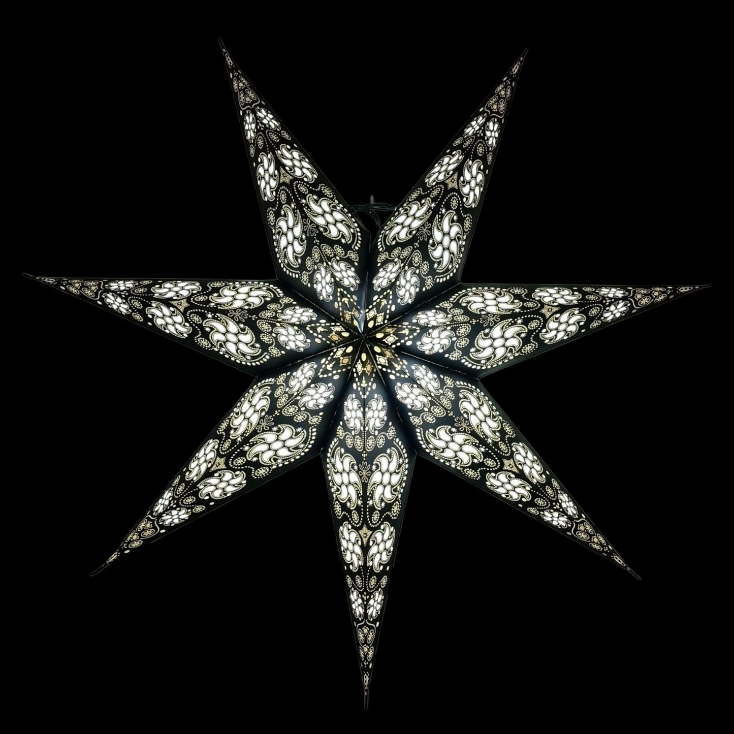 YEPSIO Lantern Lampshade Paper Star Light Shades Large 60cm Hanging Decorations for Christmas Wedding Home Decoration Birthday Party Foldable 7 Pointed Star (Black, White)