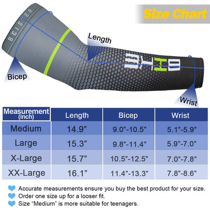beister UV Sun Protection Cooling Compression Sleeves Arm Sleeves Men Women Cycling