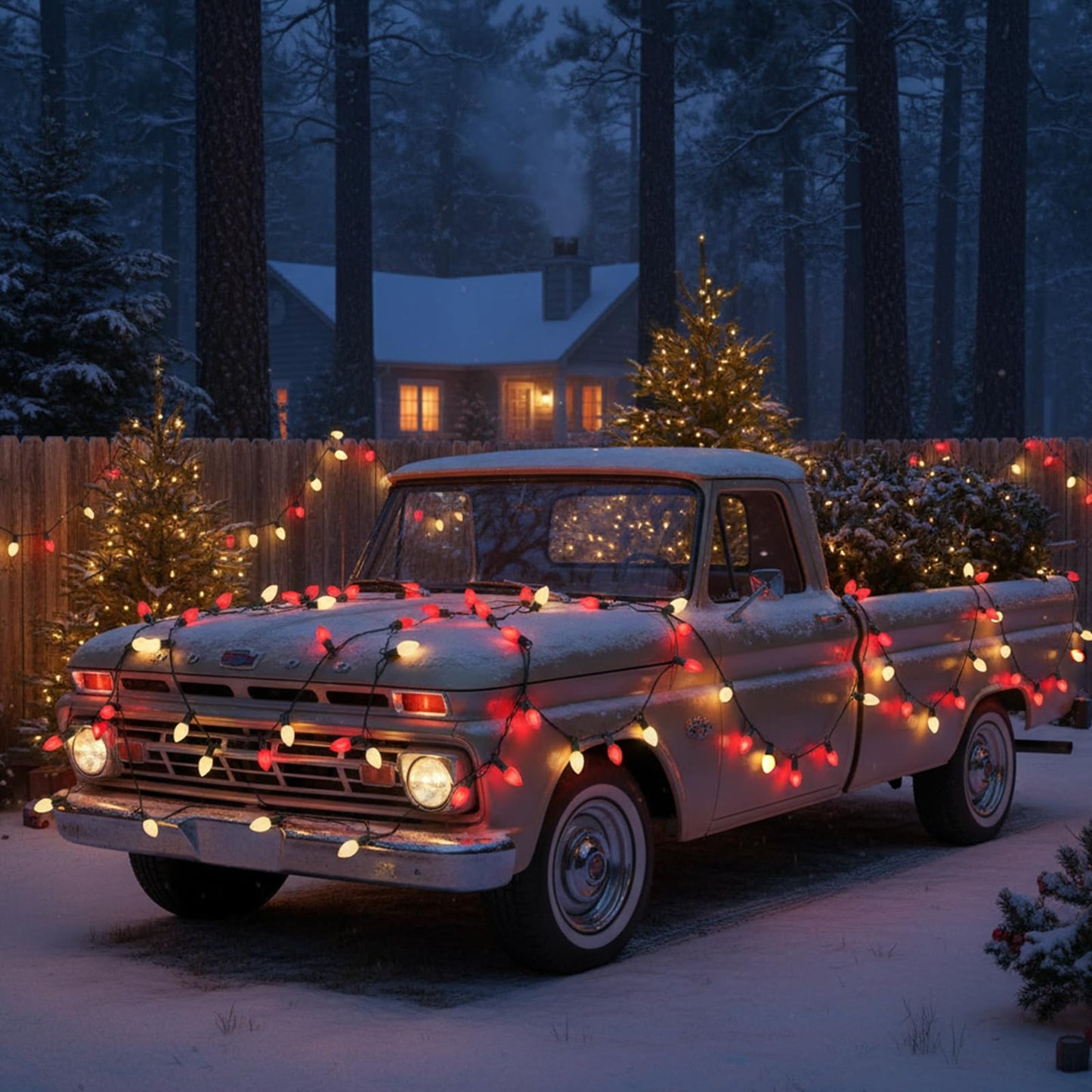 Konictom C7 LED Red and White Christmas Lights,25ft Outdoor String Lights with 27 Red White LED Bulbs(2 Spare),Connectable Outside Christmas Lights for Xmas Tree Party Roof Decoration,Green Wire