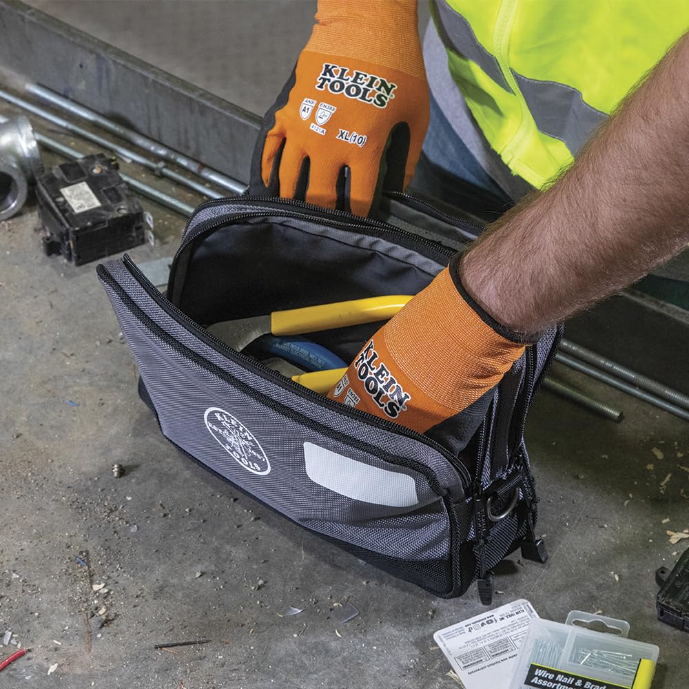 Klein Tools Tool Pouch, Dual Compartments, Heavy-Duty Tool Bag Organizer, Multipurpose Bag