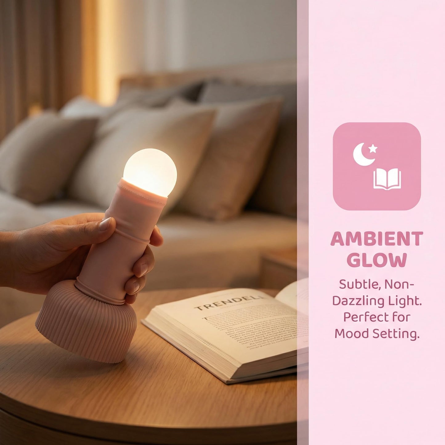 SMOOTHWIND Funny Night Light, Adult Gag Gift, Rechargeable Creative Column LED Lamp, Bedside Lamp for Bedroom, Weird Nightlight, Prank Decoration, Party Humor, Birthday White Elephant(Pink)