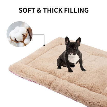 Vejaoo Dog Bed Mat Washable Cat Cushion Soft Premium Plush Dogs Mattress Sofa Dual Purpose Clearance for Small/Medium/Large Dog XZ014 (M(75 * 50CM), Short Plush Pink)
