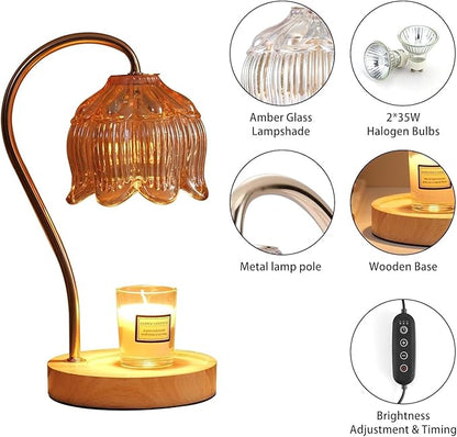 GEEZO Fragrance Candle Warmer Lamp，Electric Candle Warmer with Timer & Dimmer，Mom Christmas Birthday Gifts for Women, House Warming Gifts New Home Bedroom Decor