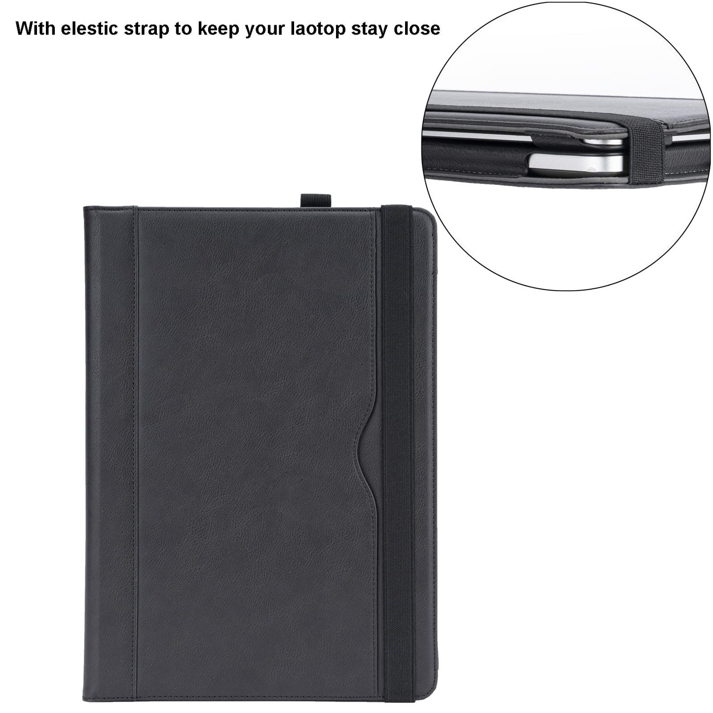 TYTX Compatible with MacBook Pro 14 Inch Leather Case 2025 2024 2023 2022 2021 Release M5 A3434 M4 A3112 A3185 A3401 M3 A2918 A2992 M2 A2779 M1 A2442, Protective Folio Book Cover, Black