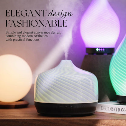 Porseme 500ml Essential Oil Diffuser, Aroma Ultrasonic Humidifier with Remote Control, BPA Free, Auto Shut-Off, Timer Setting for Large Room Sleeping Yoga