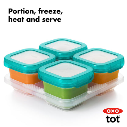 OXO Tot Baby Blocks Food Storage Containers, Teal, 6 oz