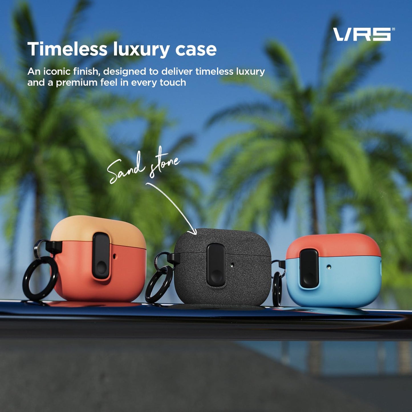 VRS Design Modern Lock for Apple AirPods Pro 3rd Generation Case (2025) – Sleek Protective Style with Locking Security Compatible with Airpods Pro 3 (Sand Stone)