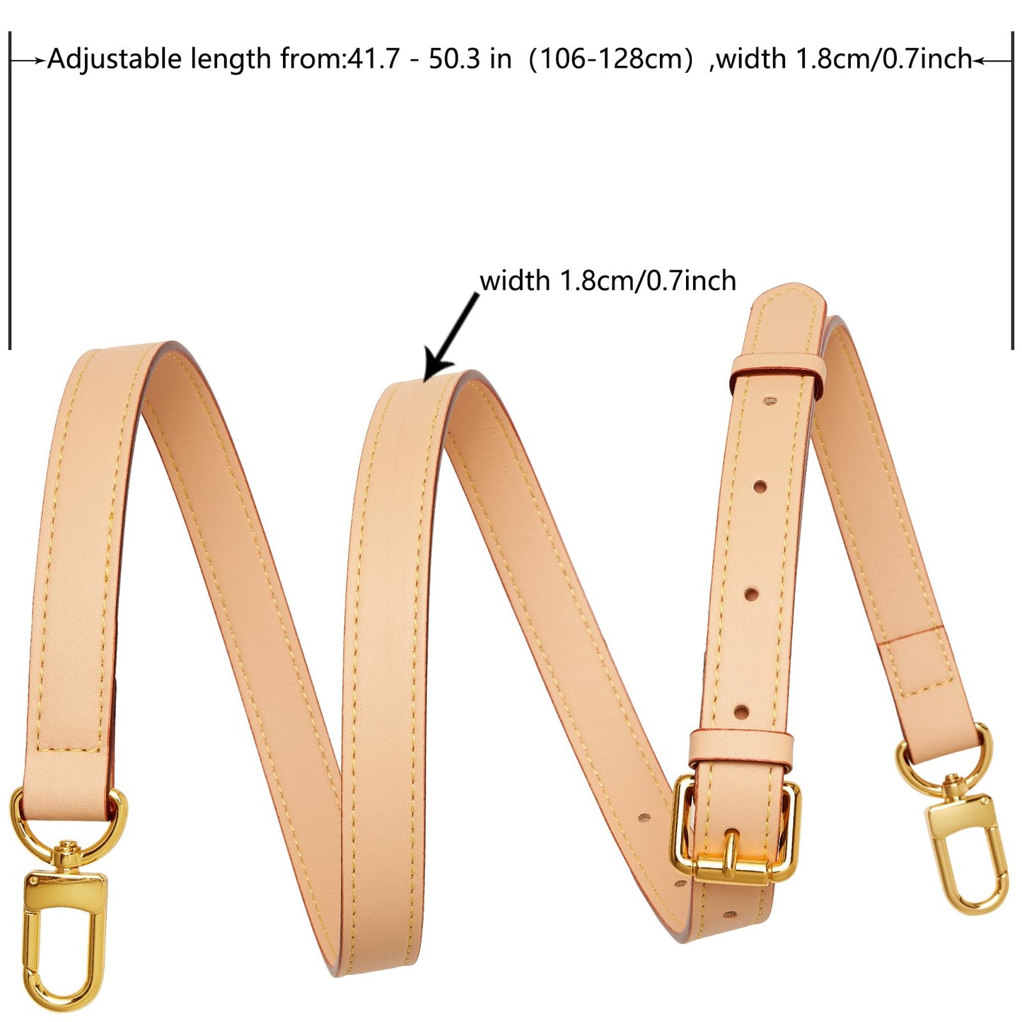 YAZHIMI Vachetta Leather Purse Strap Genuine Leather Adjustable Replacement Strap for Shoulder Bag Handbag Purse (Beige-Leather Purse Strap)