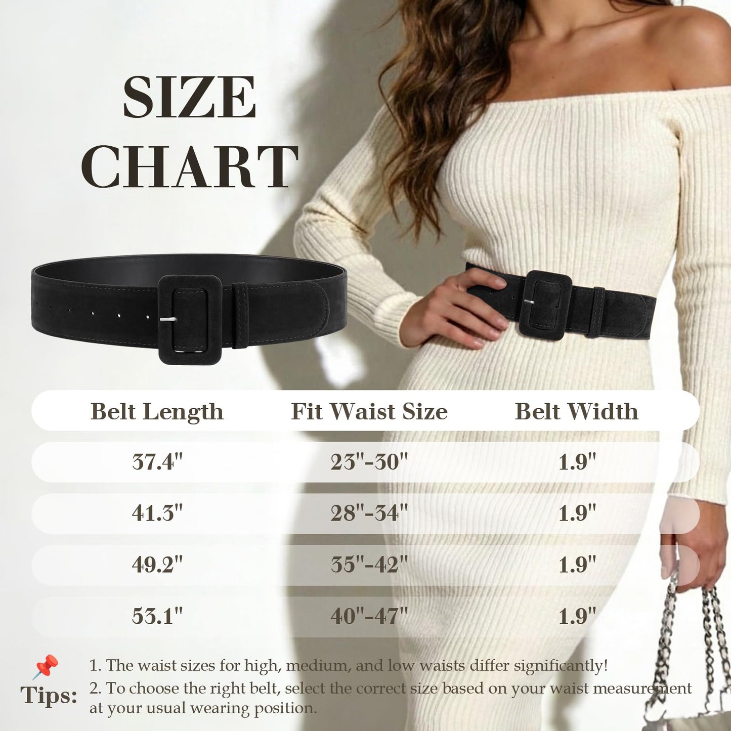 VONMELLI Women Wide Velvet Belt for Dresses Red Thick Chunky Waist Belt with Vintage Square Buckle, L