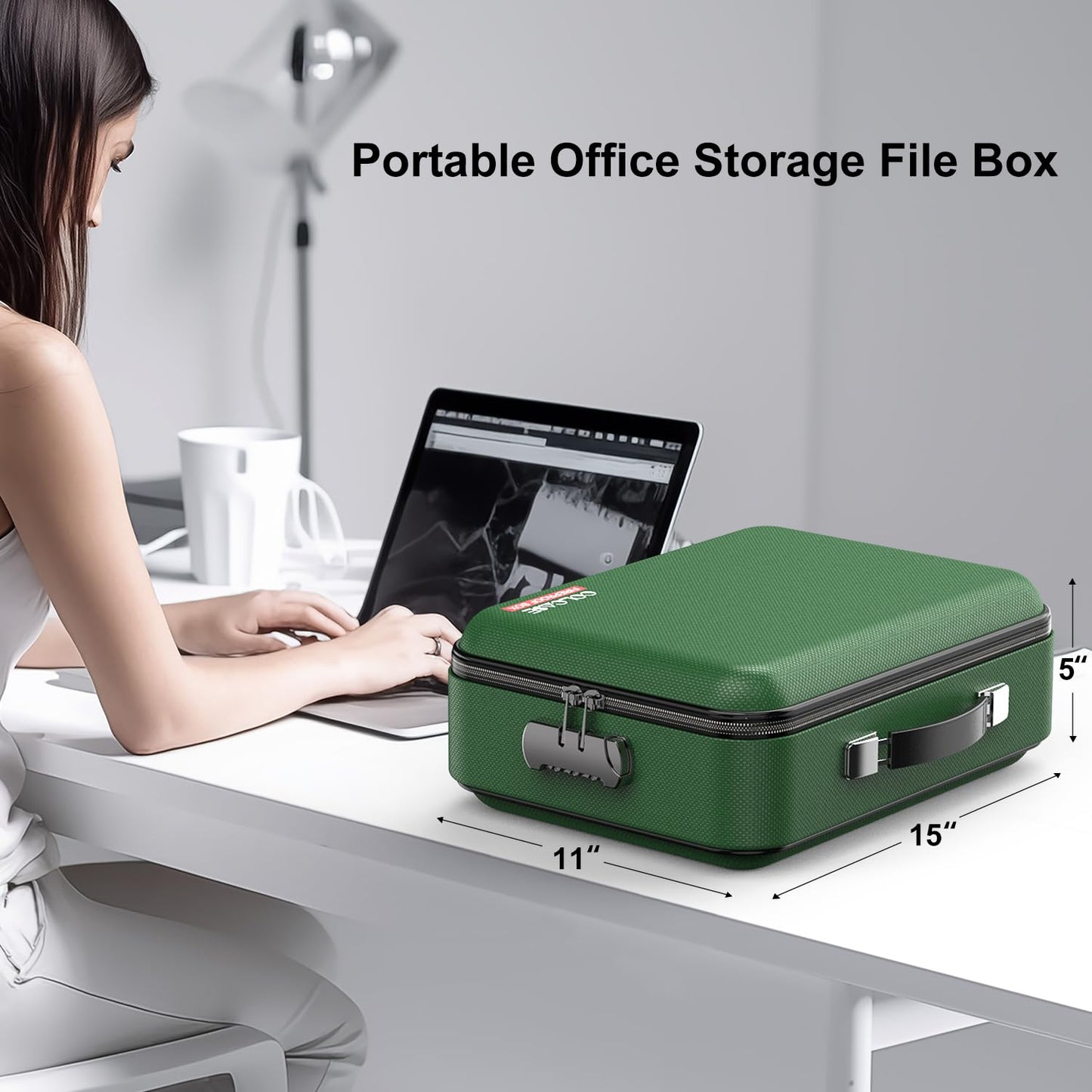 COLCASE Fireproof Document Folder, Hard Fireproof Waterproof Document Box with Lock Creative Hard-Shell Design Fireproof Document Box for Important Documents Certificates Laptop Passports Green