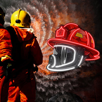 Firefighting Helmet Neon Sign,USB Powered Neon Light,Hero Decor Neon Light USB Powered LED Dimmable,for Hero Wall Decor Man Cave Firefighting Sign Wall Decor art, Firefighting Gift