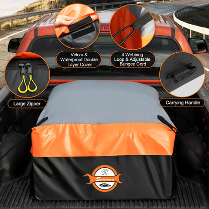 Sailnovo Truck Bed Cargo Bag, 36 Cubic ft 100% Waterproof Cargo Bag for Truck Bed, Heavy Duty PVC Truck Cargo Bag Fits Any Truck Size with 4 Stretch Cord, Packing Bag (59''x48''x22'')