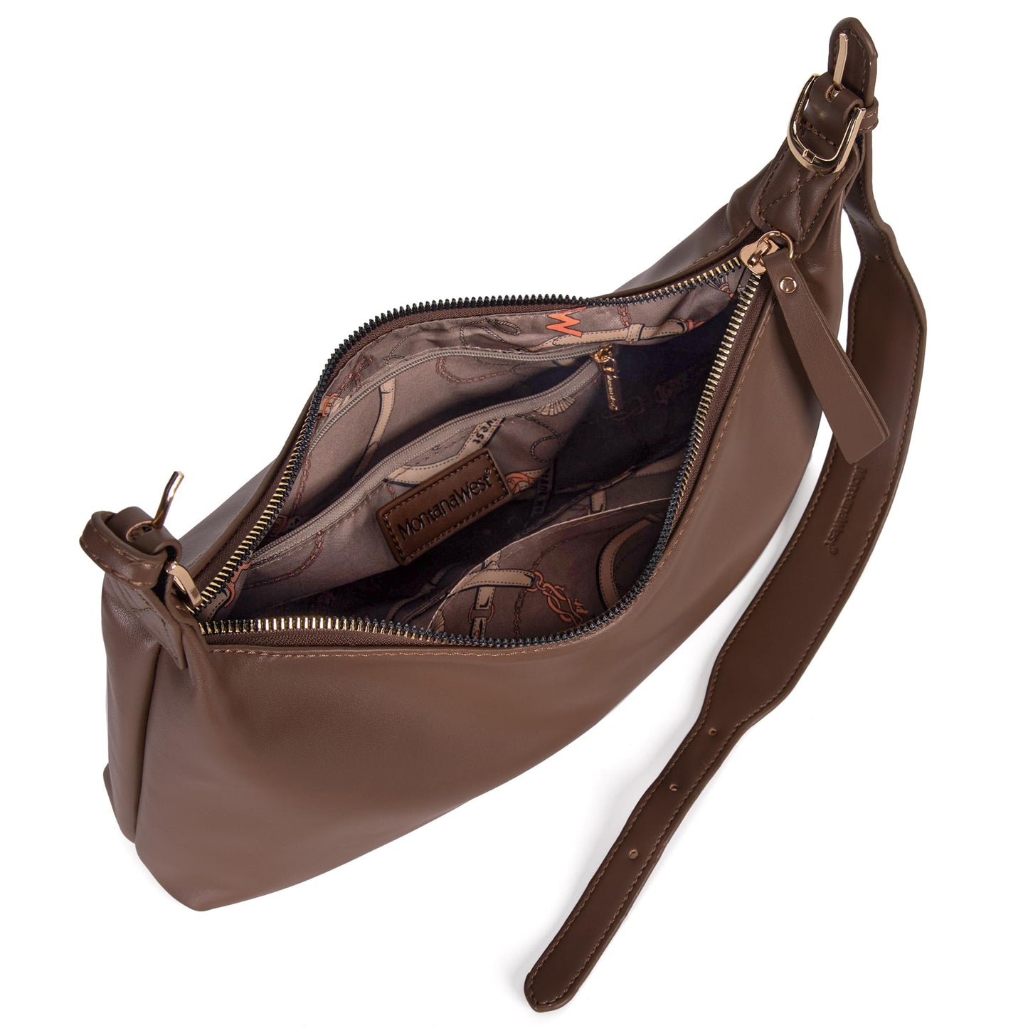 Montana West Shoulder Hobo Bags for Women Trendy Purses Leather Crescent Bags Coffee Gift MWC-073CF
