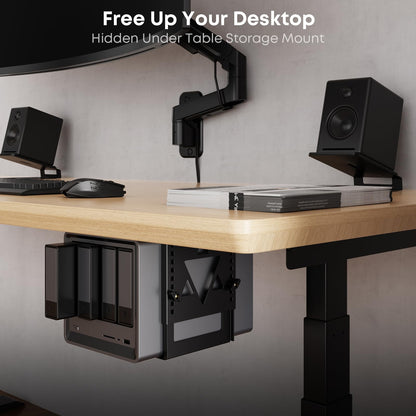 PUTORSEN Under Desk Mini PC Mount NAS Mount Bracket Holder, Height and Width Adjustable CPU Holder for Mac mini Desktop Computer, Mini PC, Small Form Factor Desktop Tower